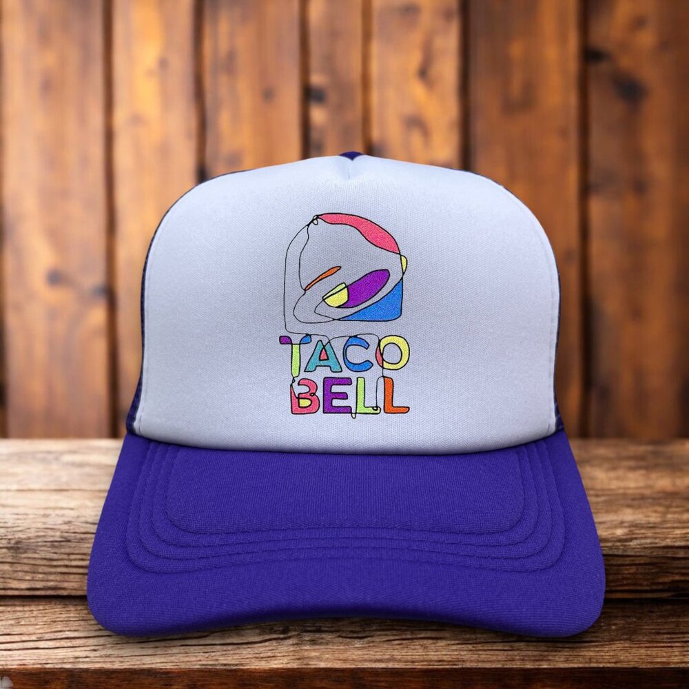 Taco Bell Retro Logo Unisex Trucker Hat Purple Snapback Fast Food Ball Cap